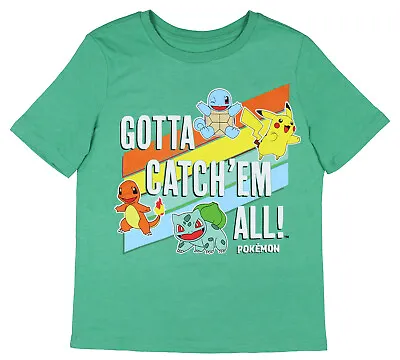 Buy Pokemon Boys' Gotta Catch'em All Squirtle Bulbasaur Pikachu Charmander T-Shirt • 11.83£