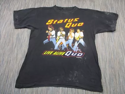 Buy Vintage Status Quo T Shirt Men L Crew Neck 100% Cotton Tour Tee 1992 Live Alive • 28.28£
