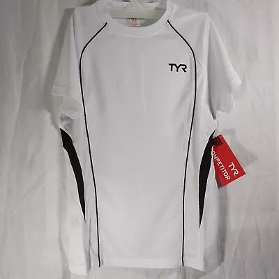 Buy TYR Top Womens Small 100% Polyester White Short Sleeve Shirt Competitor New $30 • 17.32£
