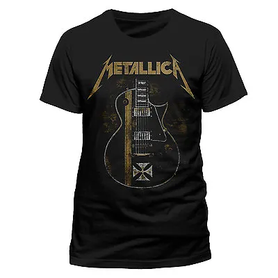 Buy Metallica T Shirt Hetfield Iron Cross Guitar Official Black Mens Tee NEW Metal • 16.98£