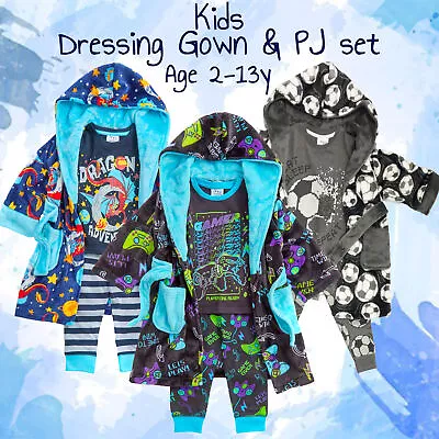 Buy Kids Boys Pyjamas & Dressing Gown Gamer Dragon Football Pjs Bath Robe Nightwear  • 18.99£