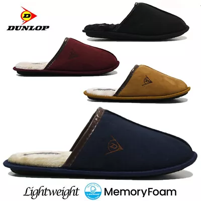 Buy Mens Dunlop Memory Foam Slippers Indoor Mules Lined Warm Cozy Winter Shoes Size • 7.95£