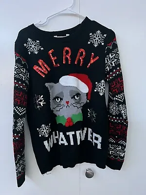 Buy XL 15/17 Juniors NEW Grumpy Cat Christmas Sweater Merry Whatever Ugly Party SEXY • 16.33£