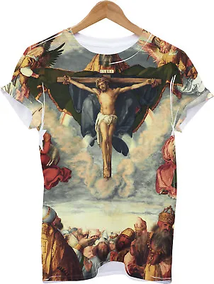 Buy Adoration All Over Print Christ T Shirt Jesus Cross Holy Grail Swag Men Religion • 16£