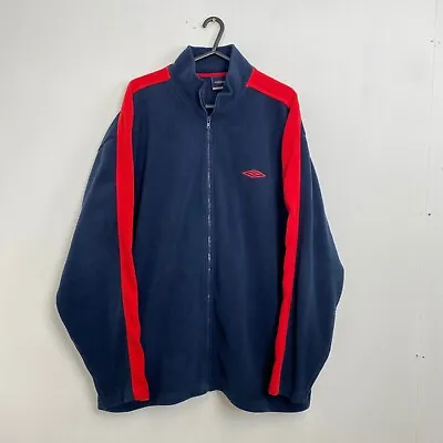 Buy Vintage Umbro Full-Zip Fleece Jacket Mens Size XXL / 2XL Navy Red Outdoor Retro • 15.99£