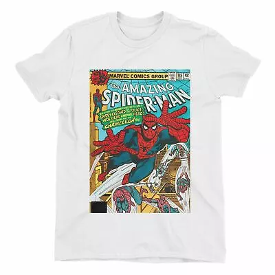 Buy Spiderman The Amazing Spiderman Marvel Comic Book Cover Men's White T-Shirt • 18.99£