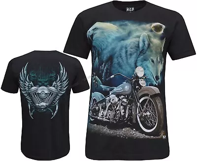 Buy Wolf Eagle Biker Harley Motorbike Motorcycle T- Shirt Front & Back Print M -3XL • 11.99£