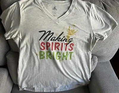 Buy Disney Store Women's Tinkerbell Making Spirits Bright Christmas T-shirt XL • 7.88£