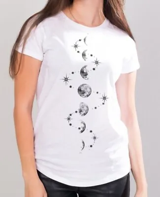Buy Moon Phases With Stars T Shirt Moon And Star Graphic Tee Gift Unisex Men Women • 8.99£