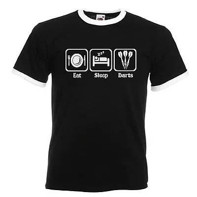 Buy Darts Adults Mens Black Ringer Gift T Shirt • 10.29£
