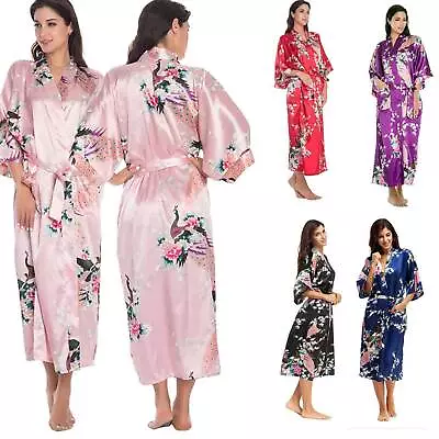 Buy Ladies Silk Satin Kimono Robe Bridesmaid Dress Gown Women Bathrobe Sleepwear New • 11.27£
