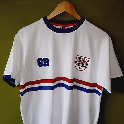 Buy Great Britain 12 GB White Short Sleeved T Shirt Size M Retro Embroided Logo • 12£