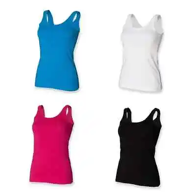 Buy Pack Of 2 Ladies Cotton Vest Women Plain Summer Stretchy Casual Tank Top T Shirt • 7.39£