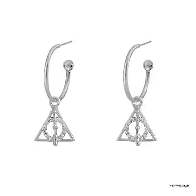 Buy Short Story - Harry Potter Hoop Earring Diamante Deathly Hallows Silver • 35£
