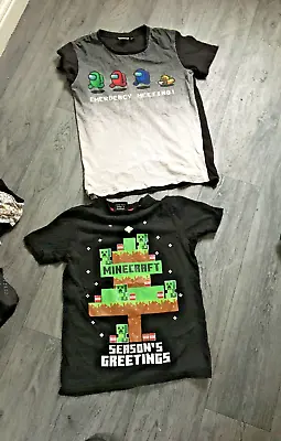 Buy Boys Minecraft T-shirt And Among Us Top  Age 9-10 Yrs • 3.99£