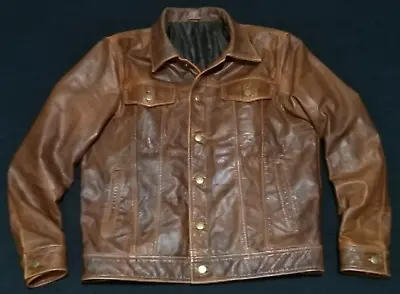 Buy Awesome Leather Jacket - L - Vintage Design - Great Quality Western Chore Style • 110£
