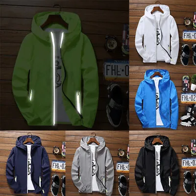 Buy Men's Waterproof Windbreaker ZIPPER Jacket Hoodie Sports Light Outwear Coat Tops • 6£