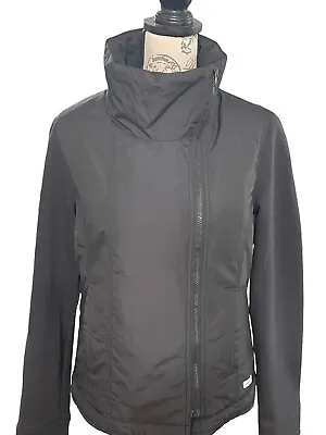 Buy Womans Black Converse Jacket With Sweatshirt Sleeves Black Sz Medium Biker Style • 33.73£