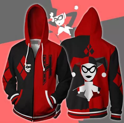 Buy New Suicide Squad Hooded Zipper Sweater Cosplay Harley Quinn Hoodie Sweatshirt • 27.35£