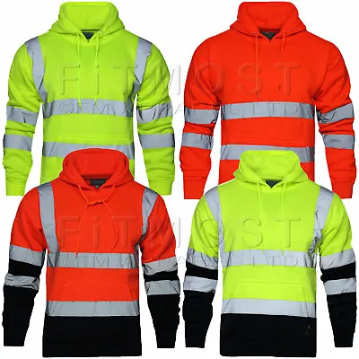 Buy Hi Viz Vis High Visibility Jacket Pullover Hoodie Work Hooded Fleece Sweatshirt • 19.95£