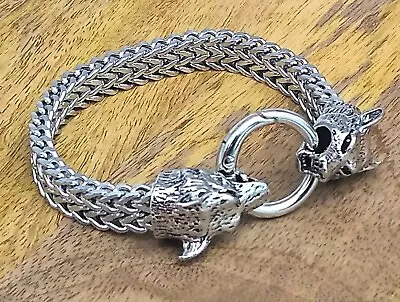 Buy Viking Wolf Bracelet, Mens Wolfs Head Bracelet, Stainless Steel Wolf Bracelet • 14.95£