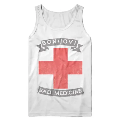 Buy Bon Jovi Bad Medicine Distressed Red Cross Men's Tank T Shirt Rock Music Merch • 40.37£