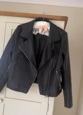 Buy Ladies Black Faux Leather Jacket - Size 12 • 15.50£
