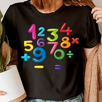 Buy Numbers Day Maths Symbols Teacher School Funny Novelty Womens T-Shirts Top #DNE • 3.99£