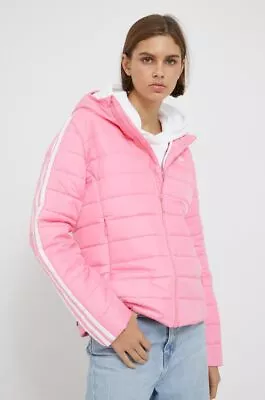 Buy Adidas Originals 3-Stripes Hooded Sports Slim Padded Jacket Pink RRP £85.00 • 33.99£