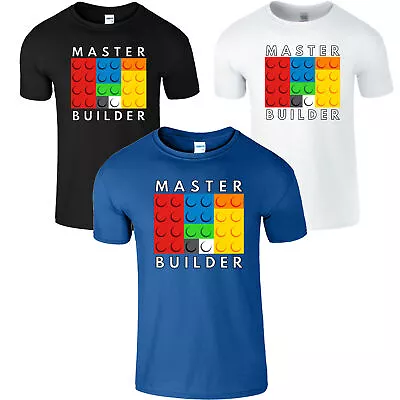Buy Master Builder Building Blocks Bricks Kids T-Shirt Toy Funny Adult Top T Shirt • 10.49£