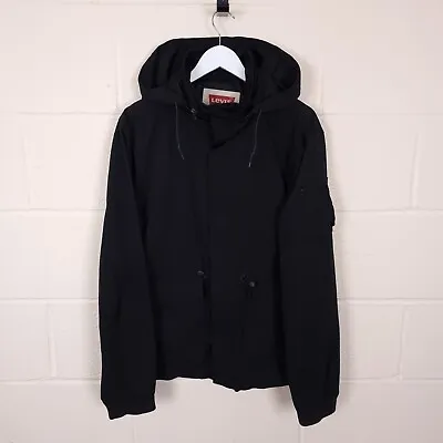 Buy Levi's Jacket Coat Mens L Large Black Military Bomber Hooded Fold Away Hood • 32.90£