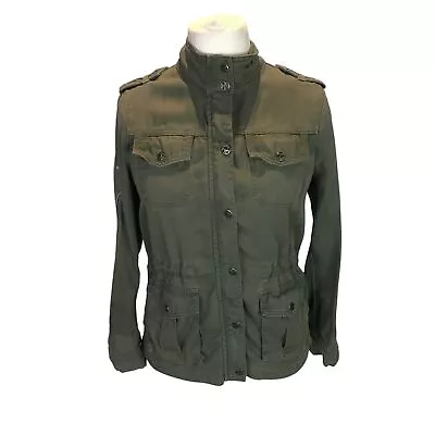 Buy Mint Velvet Ladies Denim Utility Jacket Coat Green Size 10 Military Army Pockets • 44.95£