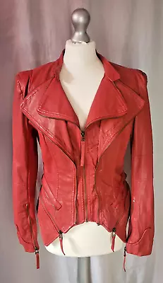 Buy FOREVER UNIQUE Pulp Faux Leather Biker Jacket In Red | UK 10 | BNWOT • 38£