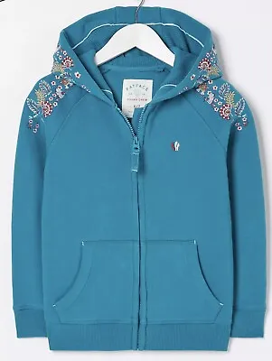 Buy Fatface Girls Teal Green Embroidered Zip Through Hoodie Age 6-7 & Age 8-9 *BNWT* • 24£