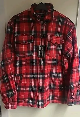 Buy Mens Sherpa Lined Red Checked Lumberjack Charles Norton Zip Jacket Size XL. Bnwt • 14£