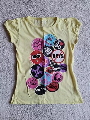 Buy Girls Yellow T Shirts With Print Zap! Love Age 11-12 Years Good Used Condition • 3.99£