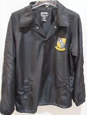 Buy Harry Potter Hufflepuff Black Lightweight Jacket Adult Size Medium VGC Snap • 48.25£