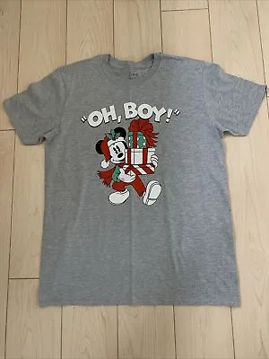 Buy Women's Disney Grey Mickey Mouse Oh Boy Christmas T Shirt - L • 7.99£