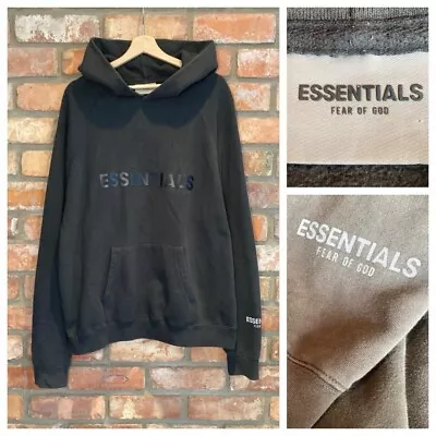 Buy Essentials Fear Of God Grey/Brown Oversized Hoodie Size Small • 39.99£
