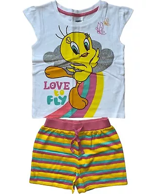 Buy New Girls Looney Tunes Tweety Pie Pyjamas. Top And Shorts.4-5yrs • 5.95£
