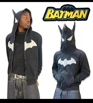 Buy New Batman Hoodie Zip Up Jacket With Horns Black Size M • 15.99£