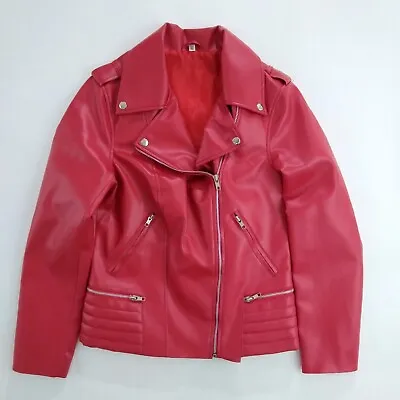 Buy Riverdale South Side Serpents Faux Leather Moto Jacket Women's Size XS Red • 12.28£