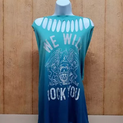 Buy Queen Official Merch Womens 4XL Oversized Concert Festival Blue Cut Tshirt MK4 • 12.28£