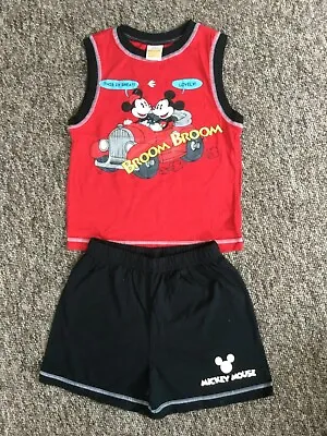 Buy Mickey Mouse Short Pyjamas With  Vest Set New • 7.95£