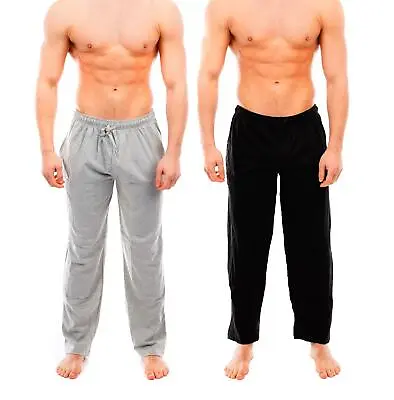 Buy Mens Lounge Bottoms Pyjama Pants Jersey PJ 100% Cotton Pajama Trousers Pack Of 2 • 12.95£