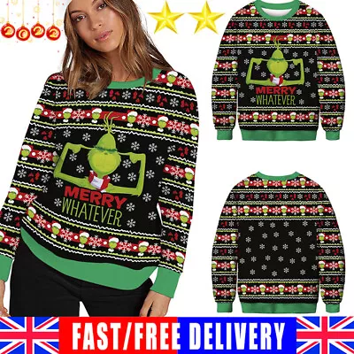 Buy The Grinch Christmas Jumper Men Womens Xmas Couple Ugly Sweater Top Unisex UK • 15.99£