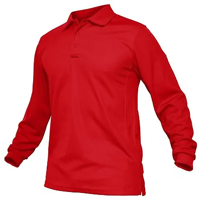 Buy Men's Long Sleeve Polo Shirts Jersey Casual Plain T-Shirt Quick Dry Golf Sport T • 25.18£