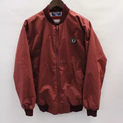 Buy Men's FRED PERRY Vintage Burgundy Zip Up Bomber Jacket Size M - S23 • 9.99£