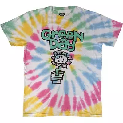 Buy Green Day Flower Pot White Dye Wash XL Unisex T-Shirt NEW • 17.99£