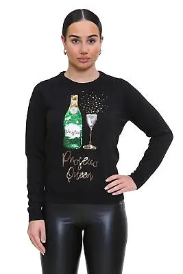 Buy Women Ladies Christmas Jumper Novelty Xmas Pullover Sweater Knitted Santa Sequin • 14.99£